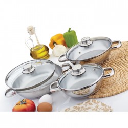 Gülsan Omlet Çelik Set (Cam Kapak) 6 Parça